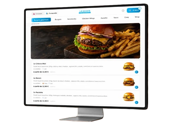 Page de commande en ligne intégrée au site web du restaurant, 0% commission