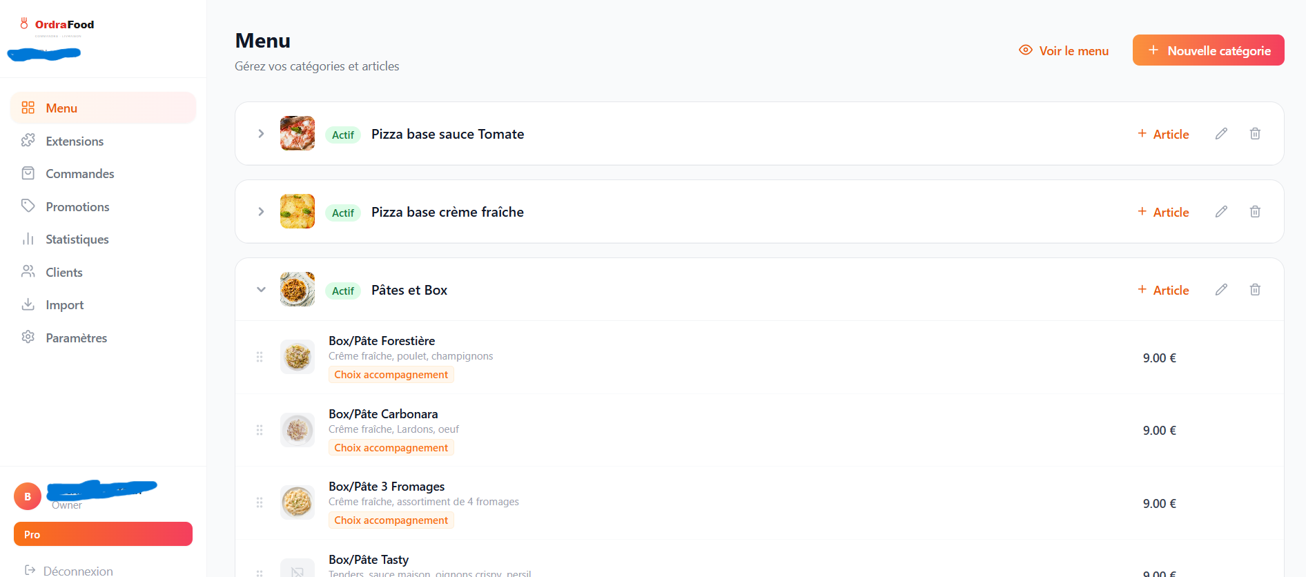 Tableau de bord OrdraFood - Migration facile depuis GloriaFood