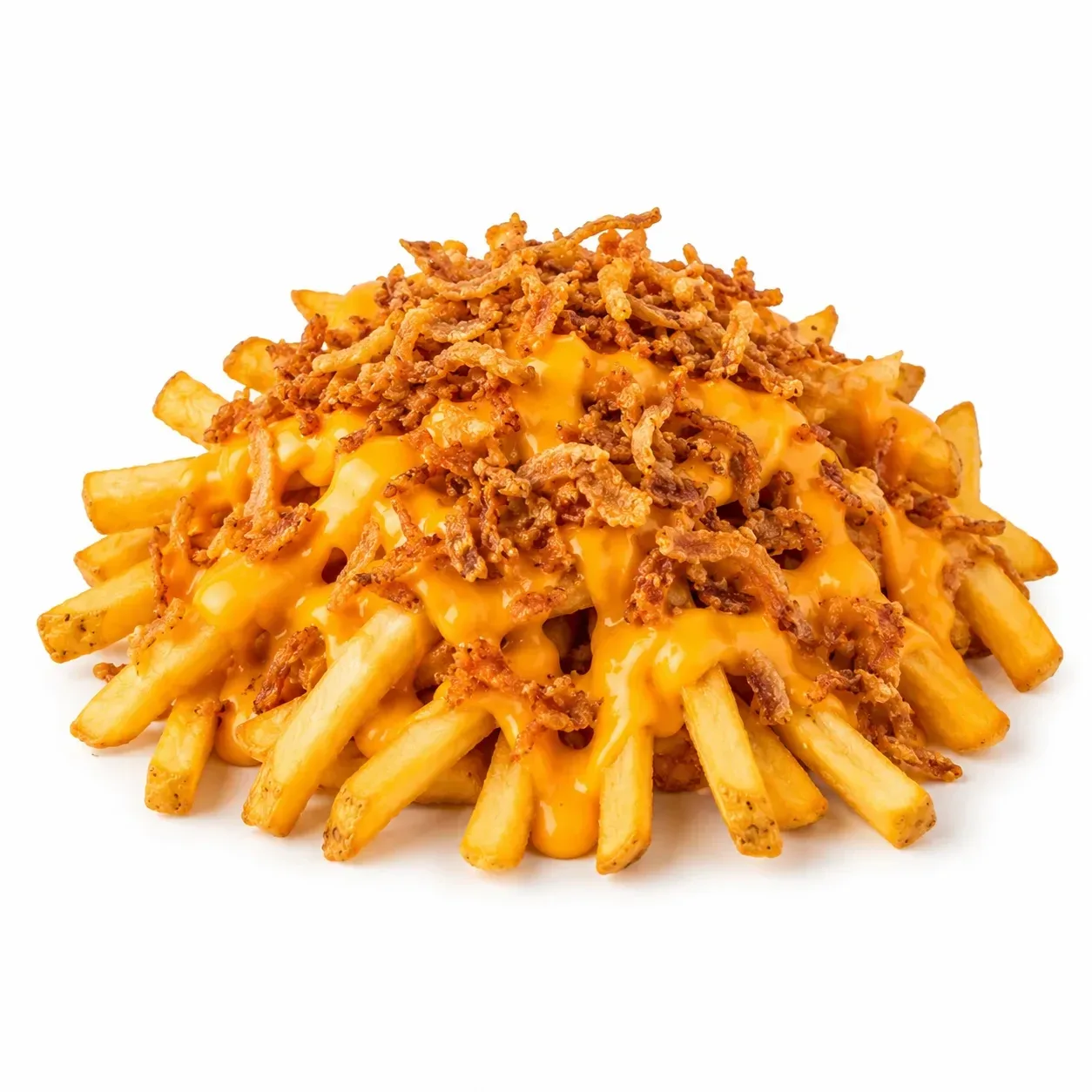 Frite cheddar oignons frits